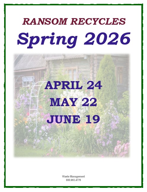 Ransom Recycles Spring 2026 April 24, May 22, and June 19