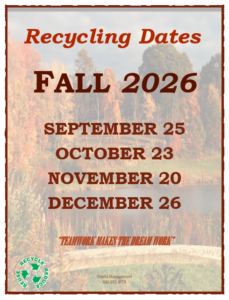Fall 2026 Recycling Schedule